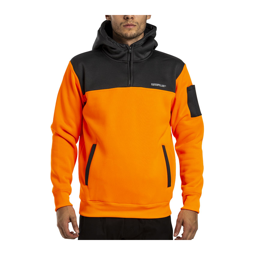 Caterpillar Hi Vis Philippines - Mens Hoodies - Orange/Grey 81504KITY